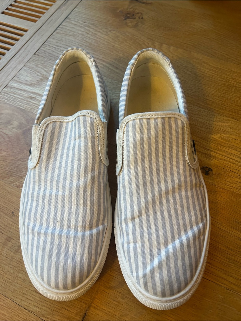 J. Crew Women’s Slip-On Sneakers in Blue & White Stripes